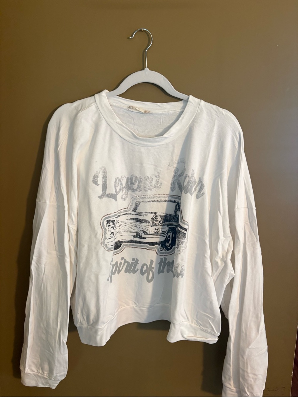 Altar'd State White Graphic Sweatshirt with Gray Print